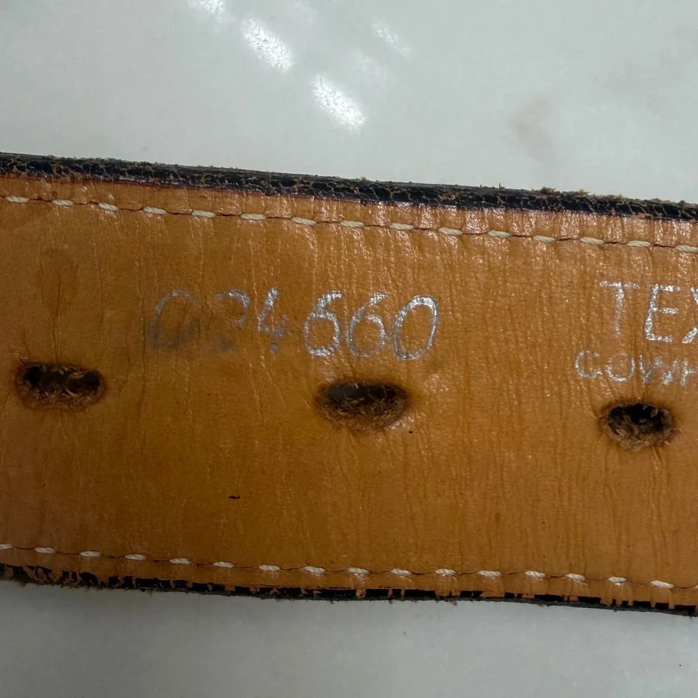 Tex Tan Western CowBasketweave Belt Mens 40 Brown Laced Leather USA Vintage‎